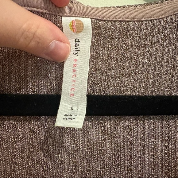 Daily Practice by Anthropologie Sheer Metallic Long-Sleeve Top in Taupe Small - Picture 6 of 11